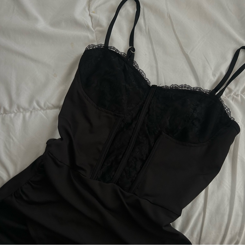 Elegant Black Lace Slip Dress